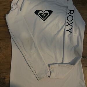 Roxy White Long Sleeve/ Rashguard with Black Logo
